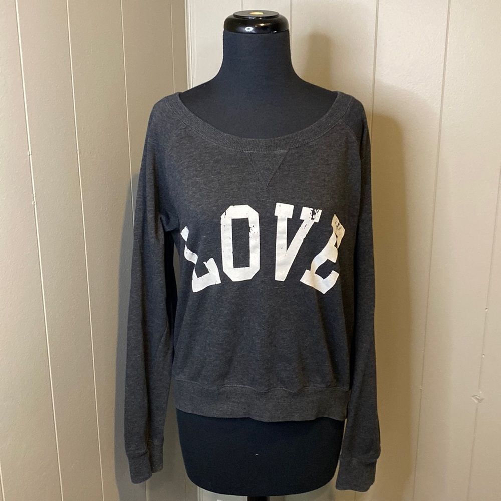 Green Sleeved Women’s Large Wide Crewneck Sweater Pullover Loungewear Love